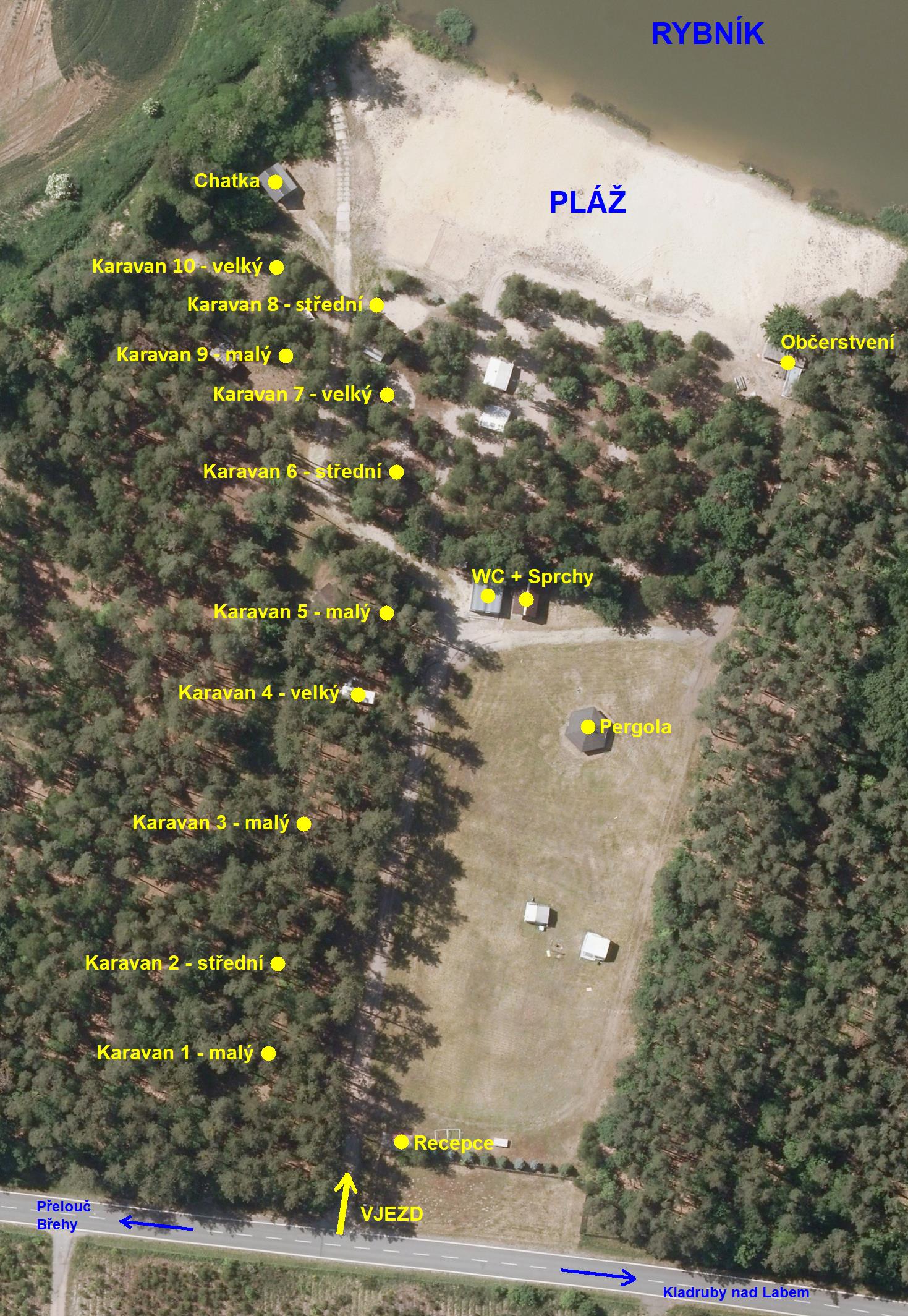 Mapa areálu tábořiště Semín